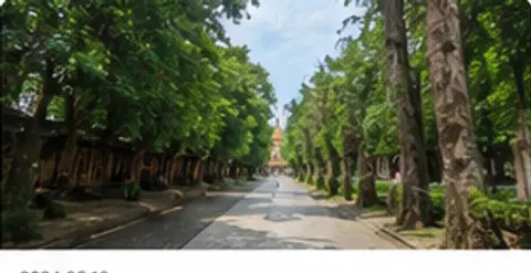 A green temple approach